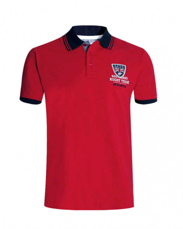 Polo manches courtes Artax Otago rugby rouge pour homme
