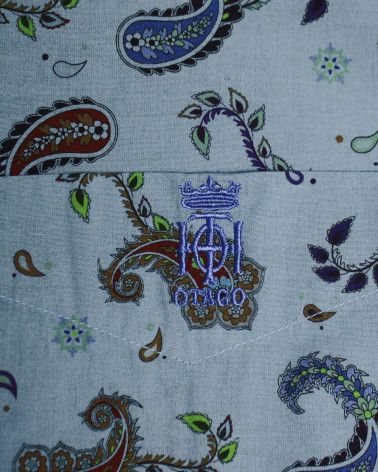 Broderie côté coeur de la chemise 137 Otago bleu à motifs pour homme