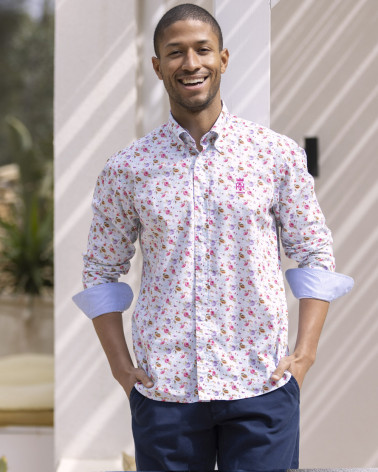 Chemise manches longues 232 Otago multicolore à motifs pour homme