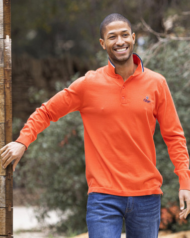 Pull NESTON col polo Otago rugby orange homme