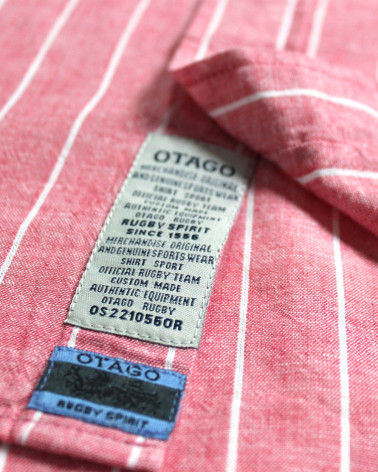 Détail produit de la chemise Lin Buenos Aires Otago Rayée Rouge pour homme
