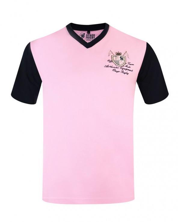 Tee-shirt col V ROB Otago rugby rose pour homme