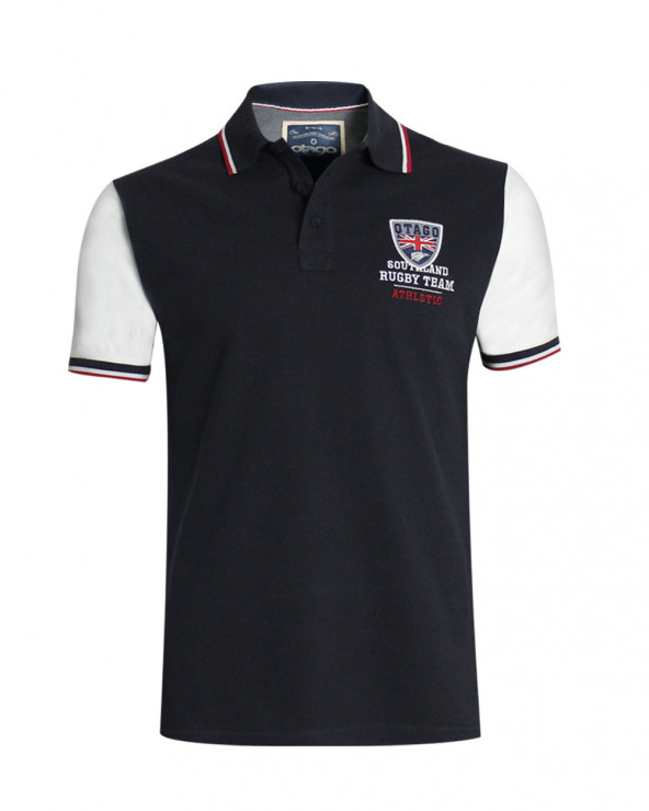 Cabourg polo manches courtes marine manches écrues Otago rugby pour homme