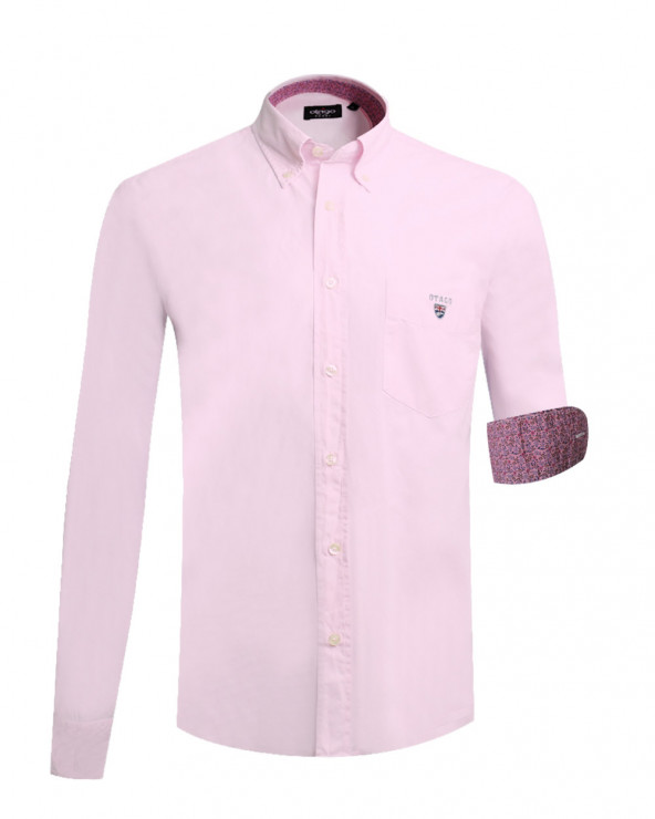 Chemise manches longues Otago Buenos Aires coton rose pour homme