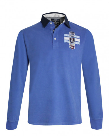 Polo manches longues Cook Otago rugby bleu lavande pour homme