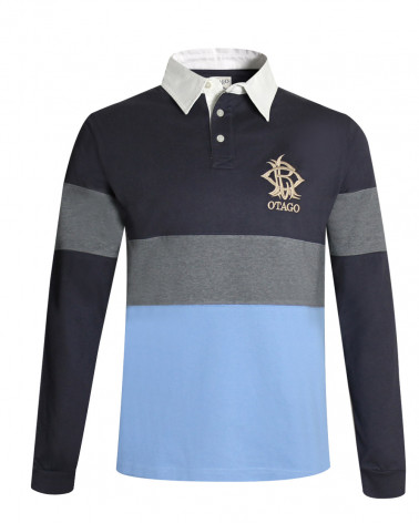 Polo Britson manches longues Otago rugby marine ciel pour homme