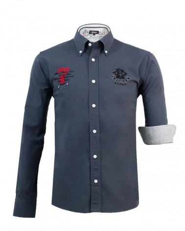 Chemise manches longues Anglet Otago rugby gris foncé pour homme