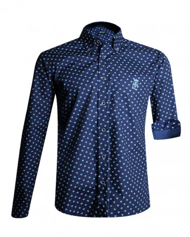 Chemise manches longues Ales Otago rugby pour homme bleue à motifs