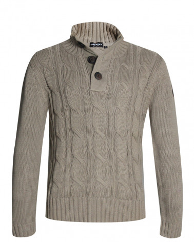 Pull gilet zip boutonné Garp Otago beige Homme