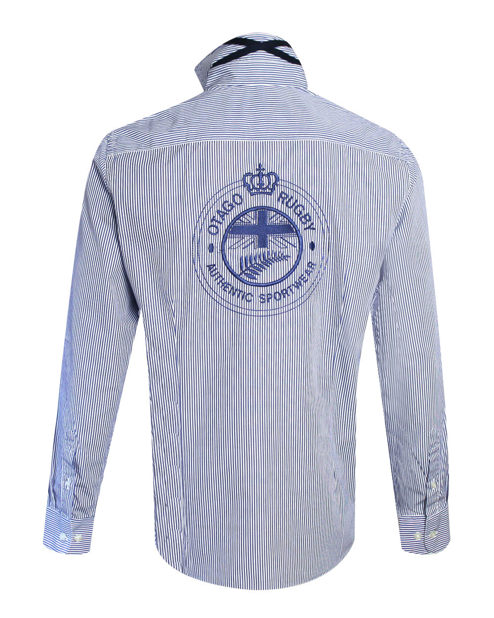 Chemise manches longues Kingdom Otago rugby rayée bleu ciel pour homme