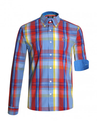 Chemise manches longues 108 à carreaux Otago rugby bleue homme