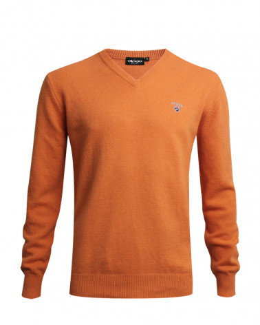 Pull Buenos Aires col V Otago orange pour homme