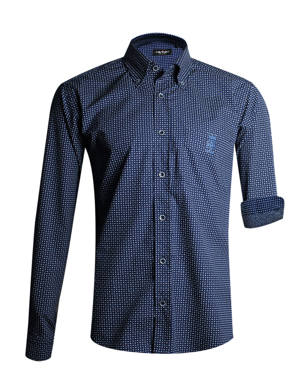 Chemise manches longues FRANC Otago rugby bleu marine à motif pour homme