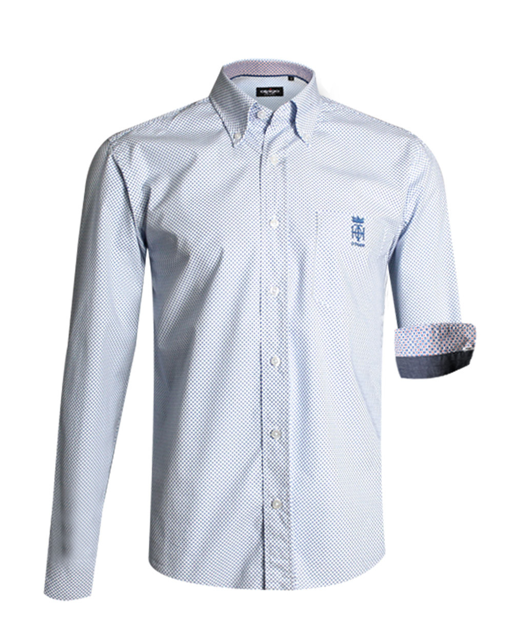 Chemise manches longues YIANNA Otago rugby bleue à motifs pour homme