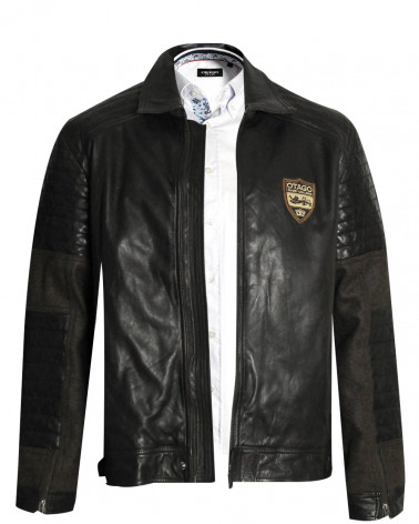 Blouson cuir ALF Otago rugby marron pour homme