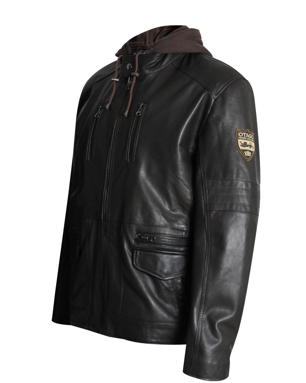 Blouson cuir MOM Otago rugby marron pour homme