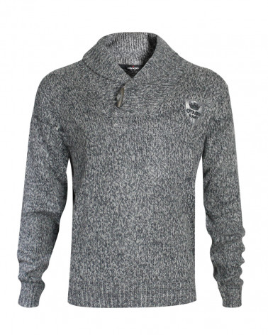 Pull MARCEL chiné gris foncé col challe Otago rugby pour homme