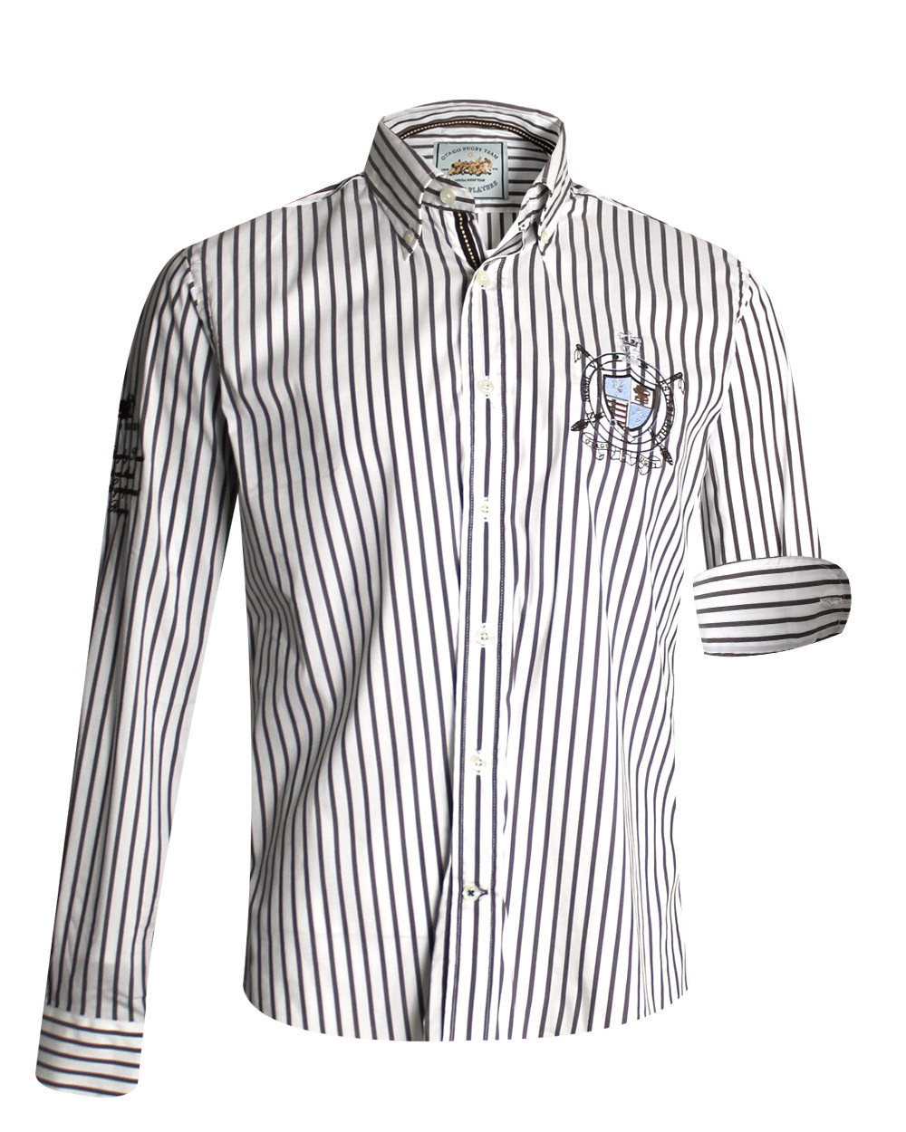 Chemise manches longues Vincent Otago rugby rayée marron pour homme