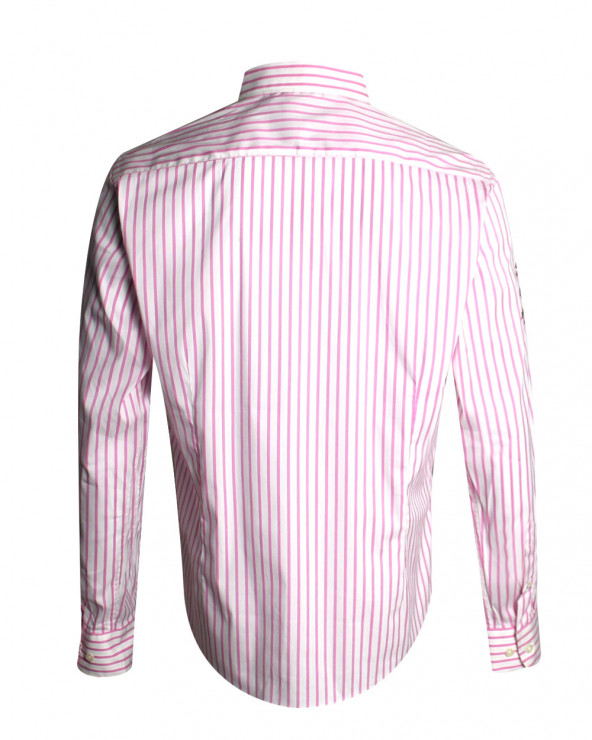 Dos de chemise Vincent Otago rayée rose pour homme