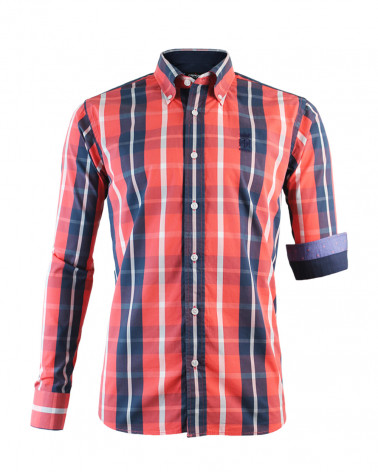 Chemise Tang manches longues Otago orange à carreaux pour homme