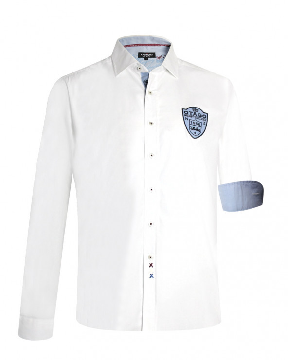 Chemise LIGNAC manches longues Otago rugby blanche pour homme