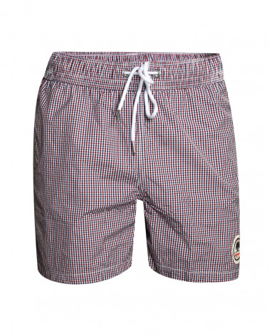 Short de bain Carreaux 2 Otago rugby marine rouge pour Homme