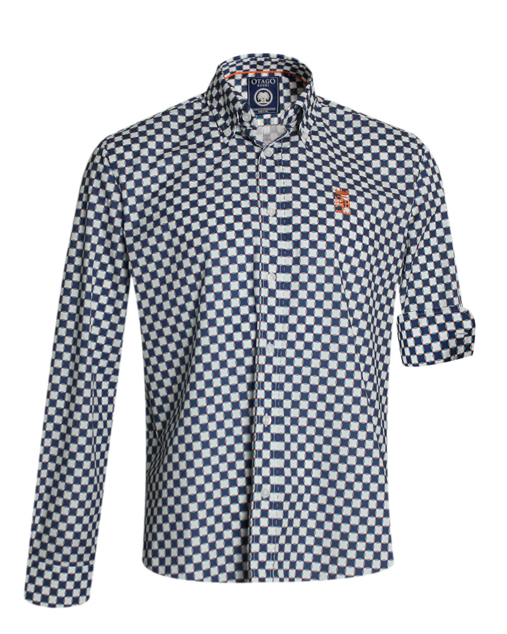 Chemise 258 manches longues Otago rugby à motifs marine pour homme