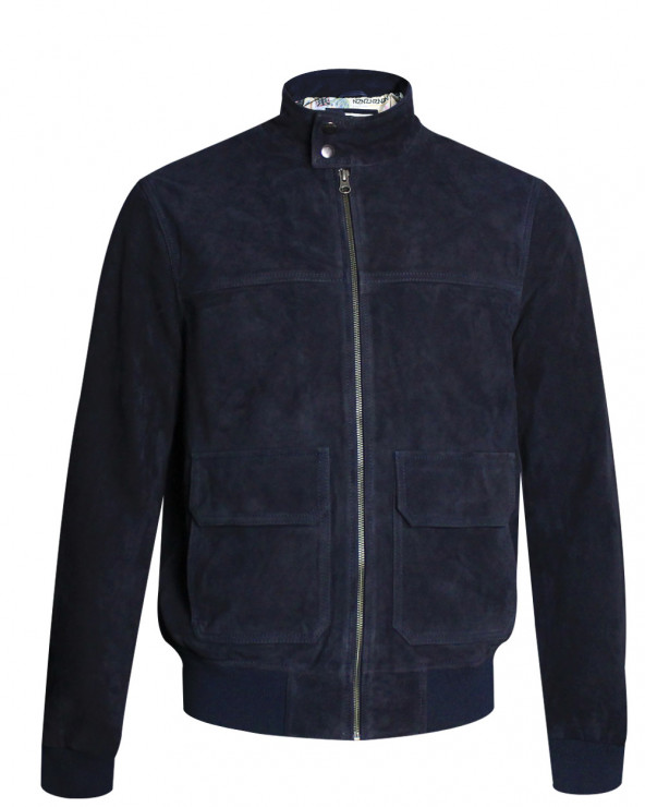 Blouson cuir DORT Otago rugby suède bleu marine pour homme