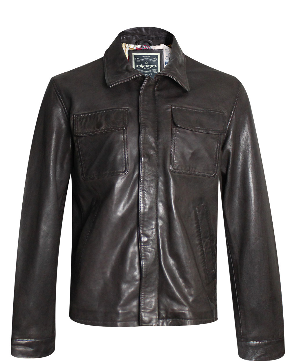 Blouson en cuir Ryan Otago rugby marron pour homme