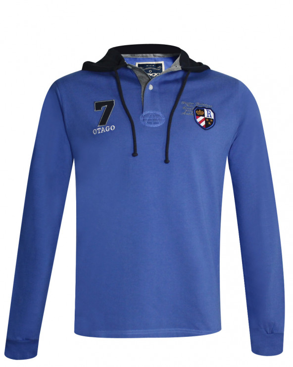 Tee-shirt R56 Otago rugby manches longues à capuche bleu lavande pour homme