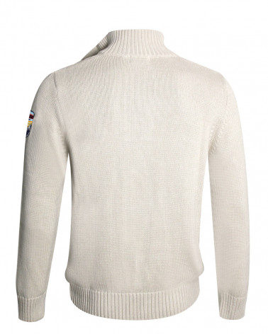 Dos du pull Cardrona torsade Otago ecru pour homme