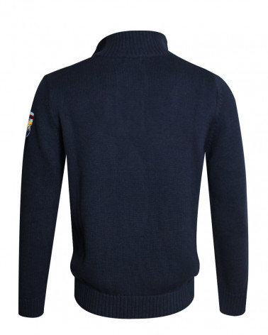 Dos du pull Cardrona torsade Otago bleu marine pour homme