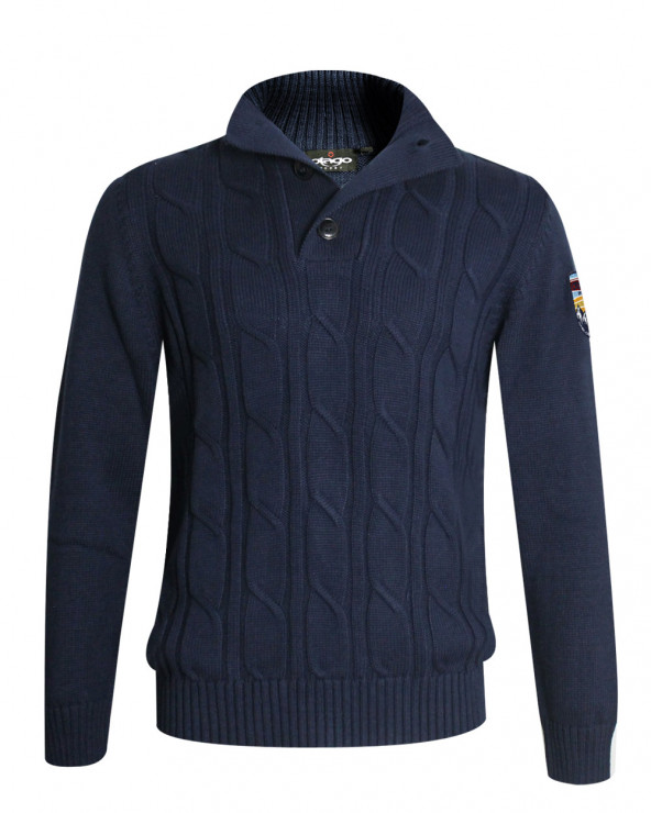 Pull torsadé Cardrona Otago rugby bleu marine pour homme