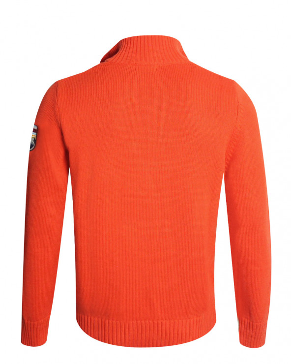 Dos du pull Cardrona torsade Otago orange pour homme