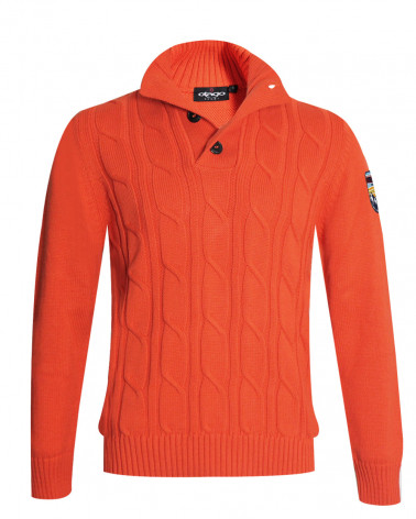 Pull torsadé Cardrona Otago rugby orange pour homme