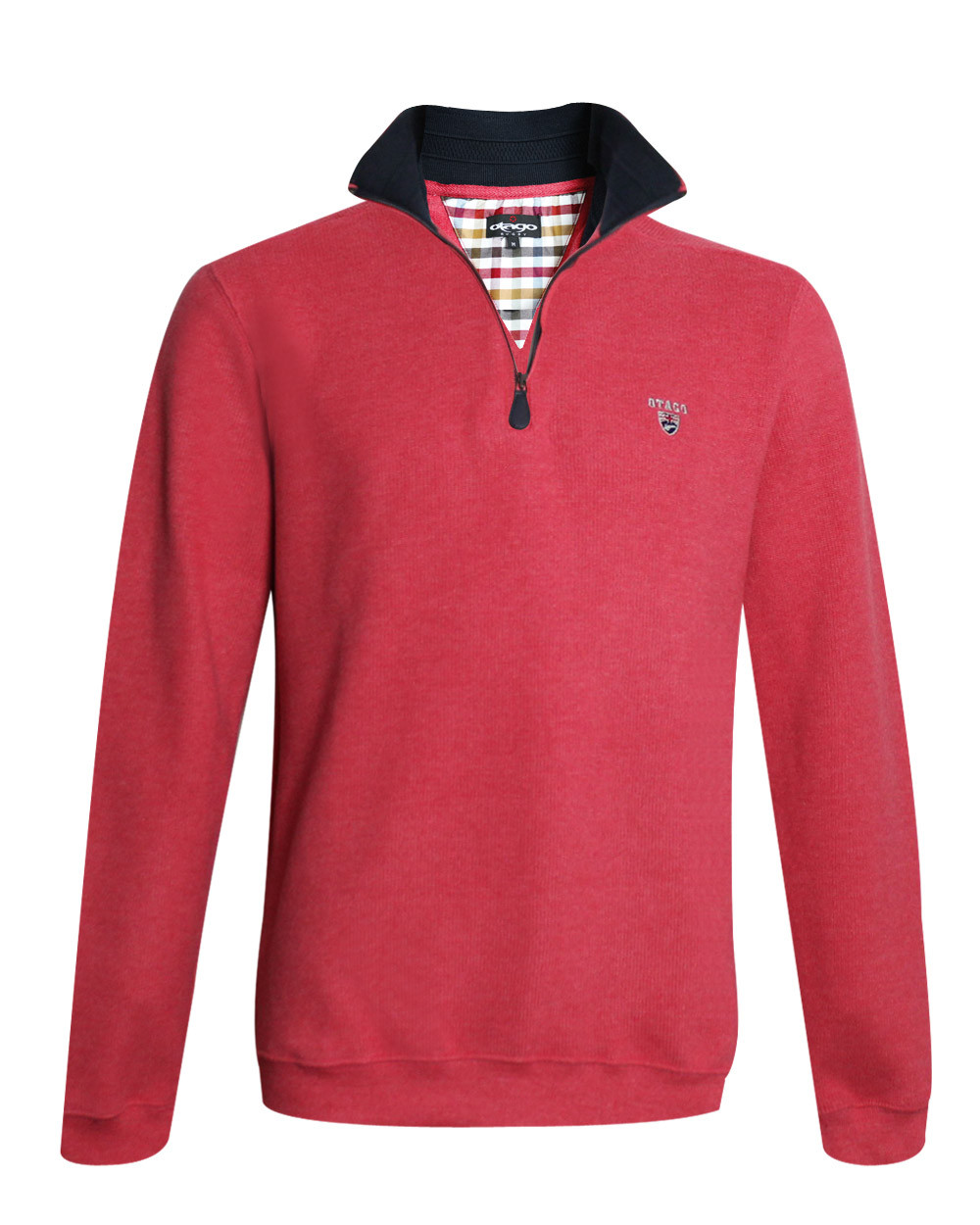 Sweat homme col zip 24SW7 Otago rugby corail