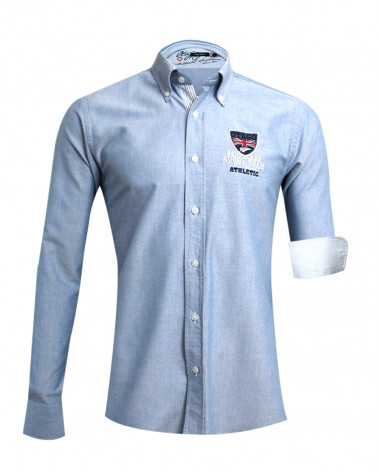 Chemise manches longues Artax Otago rugby bleu marine oxford homme