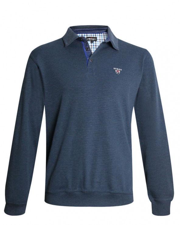 Polo Homme col boutonné 24POML1 Otago rugby manches longues bleu marine