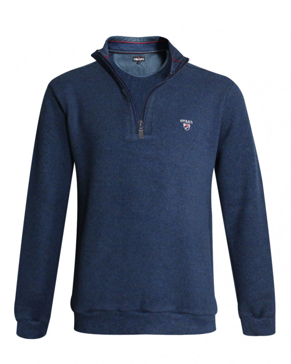 Sweat col zip homme 24SW5 Otago rugby bleu marine