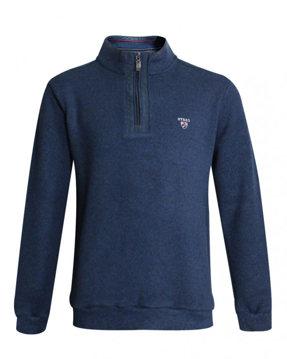 Sweat col zip 24sw5 Otago bleu marine pour homme