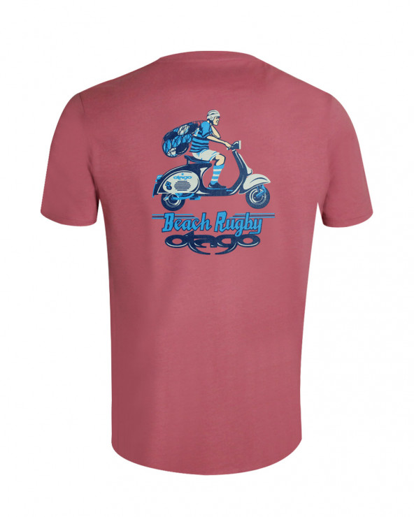 Tee shirt homme Vespa Otago rugby antique rose coton Bio