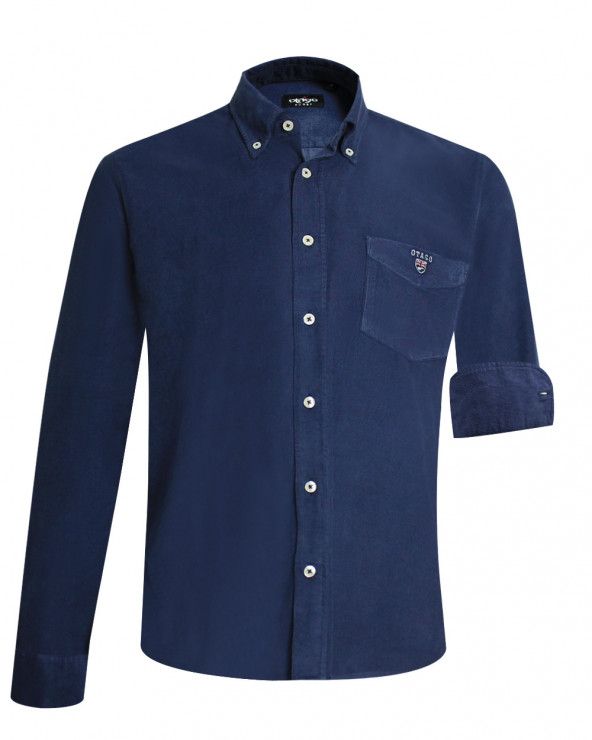 Chemise homme manches longues Velours Otago rugby navy blue