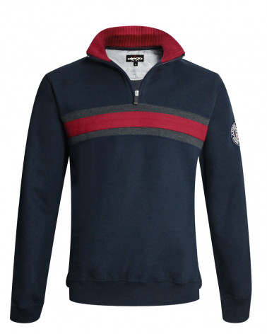 Sweat col zip homme 24SW6 Otago rugby bleu marine