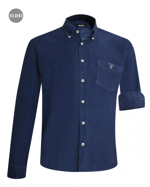 Chemise homme manches longues Velours Otago rugby navy blue