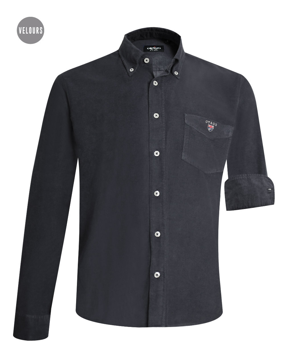 Chemise homme manches longues Velours Otago rugby charcoal