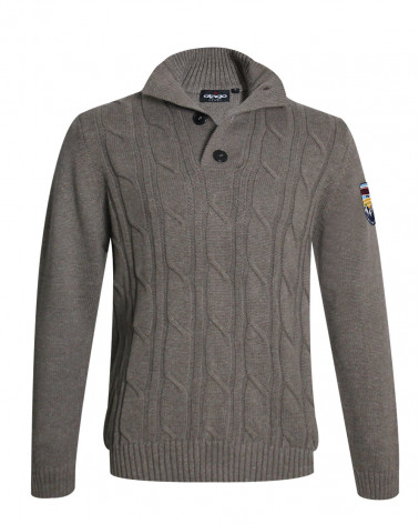 Pull torsadé Cardrona Otago rugby marron pour homme