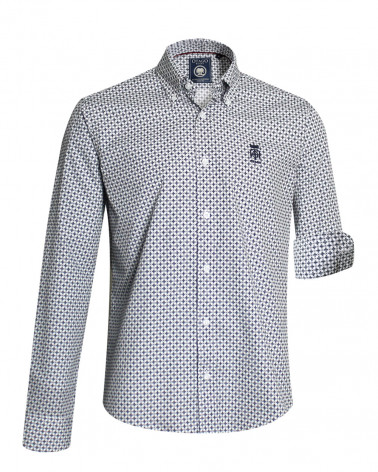 Chemise manches longues 266 Otago blanche à motifs pour homme