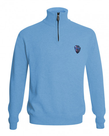 Pull homme FOB col zip Otago bleu ciel