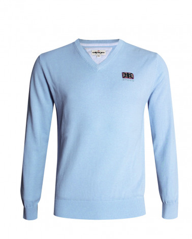 Pull Drapiji Otago col V bleu ciel pour Homme