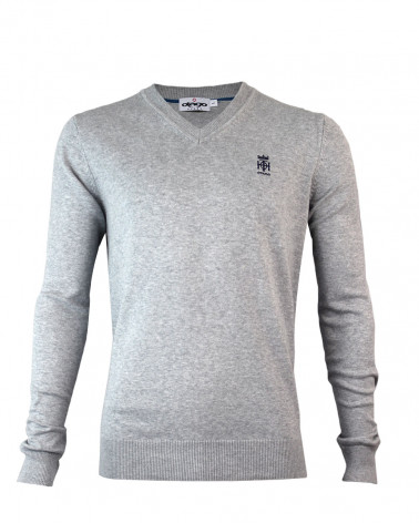 Pull Golf col V homme Otago rugby gris clair